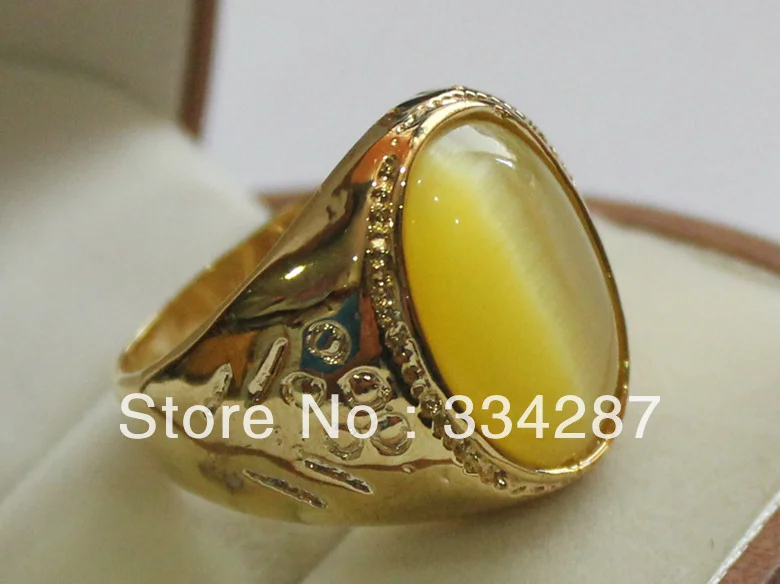 Wan + Бесплатная красивая желтая зернистая форма кошачий глаз камень мужские