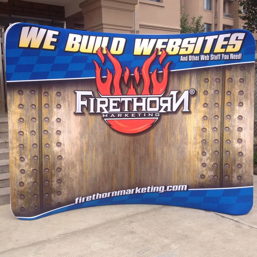 10 'портативный тканевый изогнутый дисплей для выставок выскакивающий стенд