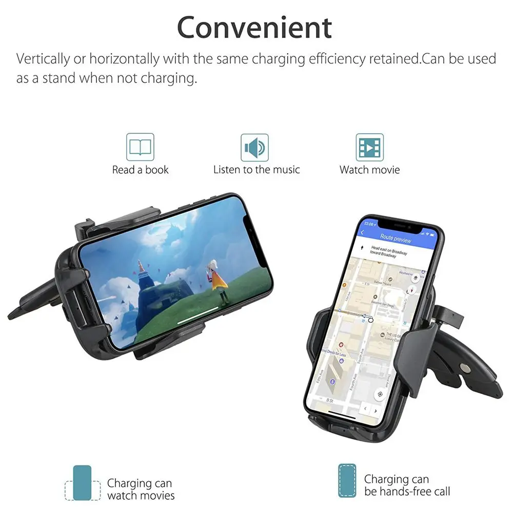 XMXCZKJ Qi Беспроводное Автомобильное зарядное устройство для iPhone X 8/8 Plus, CD слот, автомобильная подставка, держатель для телефона, быстрая зарядка для samsung Note 8