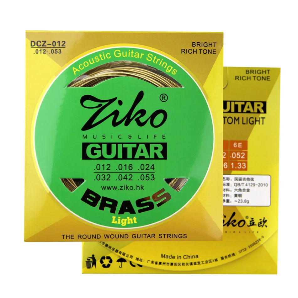 

Ziko Acoustic Guitar Strings Brass strings Custom Light For Guitar Parts DCZ-010 011 012 Hexagon Alloy Core Bright richtone
