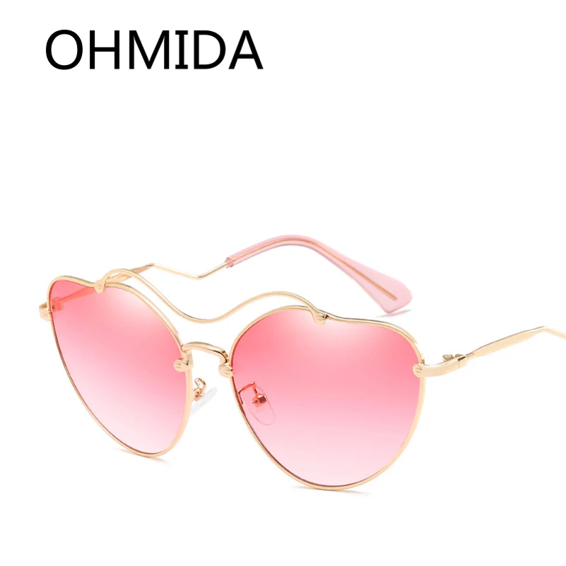 OHMIDA New Fashion Heart Sunglasses Women 2018 UV400 Bands Designer Sexy Sun Glasses For Mirrored Pink Shades Sunglass | Аксессуары для