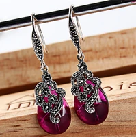 kjjeaxcmy fine jewelry 925 pure silver thai silver retro korean simple temperament ruby red corundum earrings ladies acces
