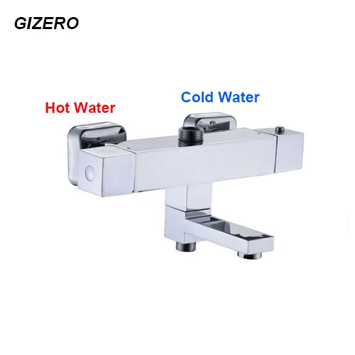 

GIZERO High Quality Luxury Bathroom Thermostatic Shower Faucet Chrome Brass Polished Bathtub Thermostat Faucet ZR965