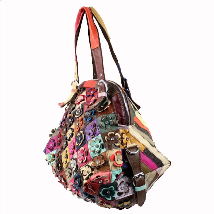 Акции! 2017 классическая Мода новый кожаный шить цветок сумка | Багаж и сумки