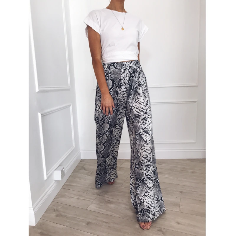 2019 Womens Printed Palazzo Wide Leg Long Loose Baggy Casual Pants Trousers Hot | Женская одежда