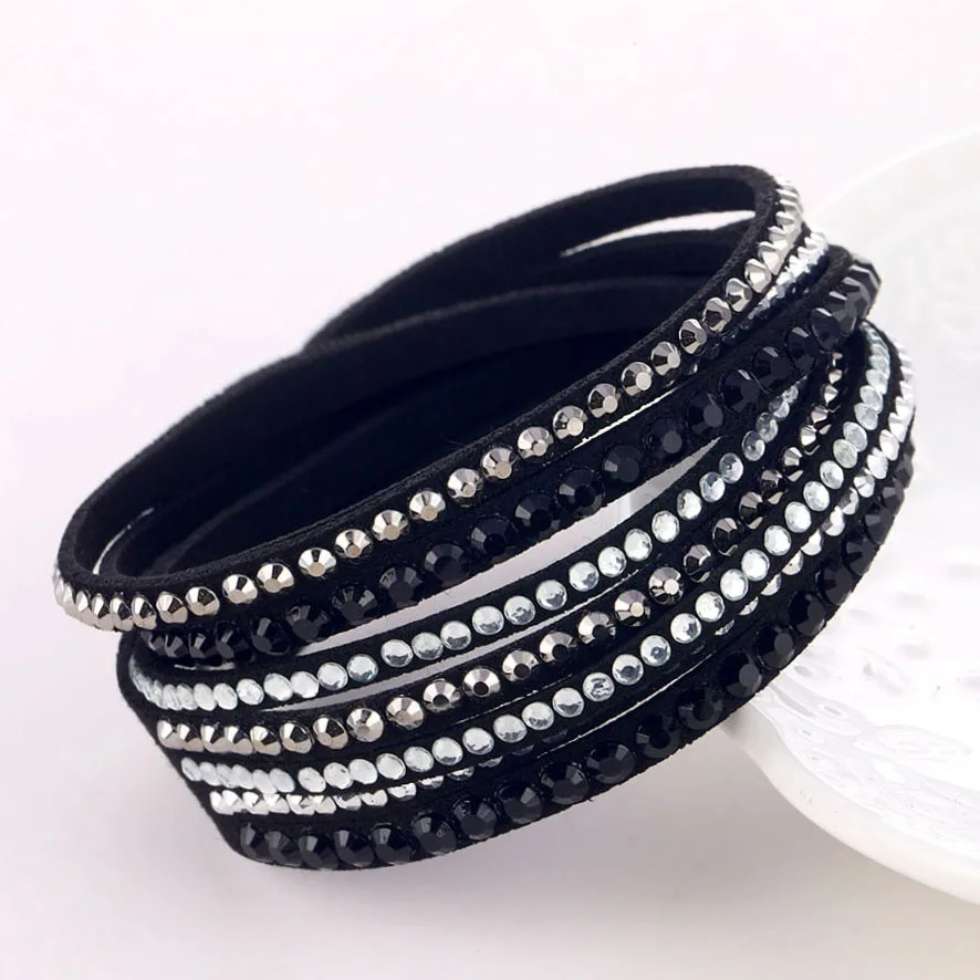 9 цветов кожаный браслет в стиле панк женские очаровательные браслеты манжеты с