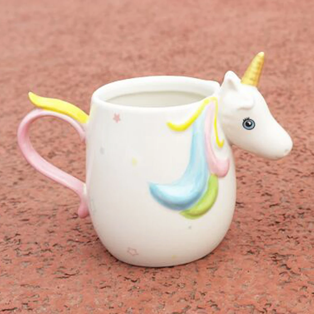 Креативная керамическая кружка милый Единорог кофейная мультфильм 3D Белая