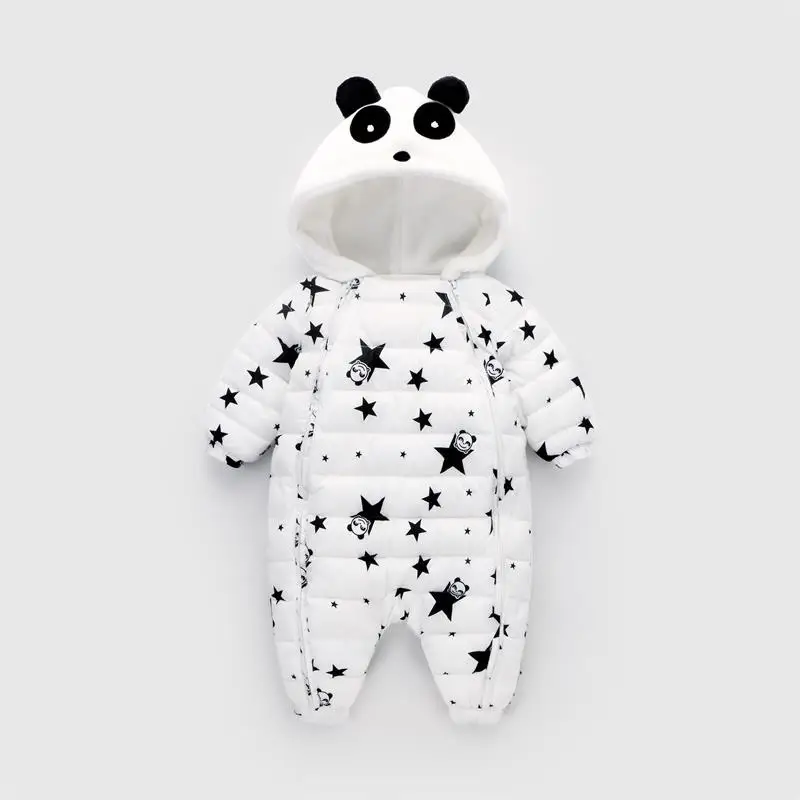 Детские зимние комбинезоны с пандой толстый теплый зимний комбинезон для