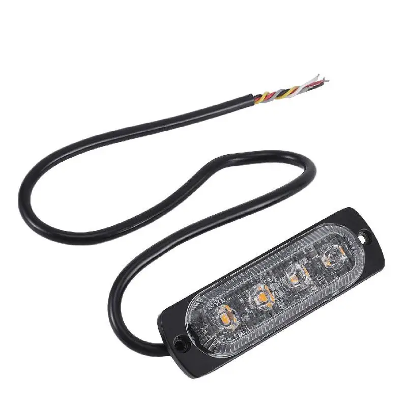 Oslamp 4pcs 4LEDs/12LEDs Amber/Yellow Grille Flashing Light Auto Strobe Warning for Fog Weather Flash Emergency Lamps | Автомобили и
