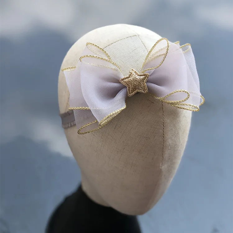 

15pcs Boutique Cute Glitter Star Hair Bow Headbands Fashion Solid Gauze Bowknot Soft Hairbands Princess Hair Accessories