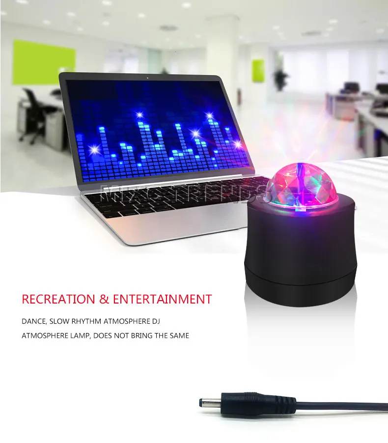 MIXC TRENDS 6 цветов меняющийся автомобильный DJ музыкальный светильник мини RGB светодиодный MP3 диско хрустальный магический шар сценический стробоскоп вспышка лампа с USB разъемом