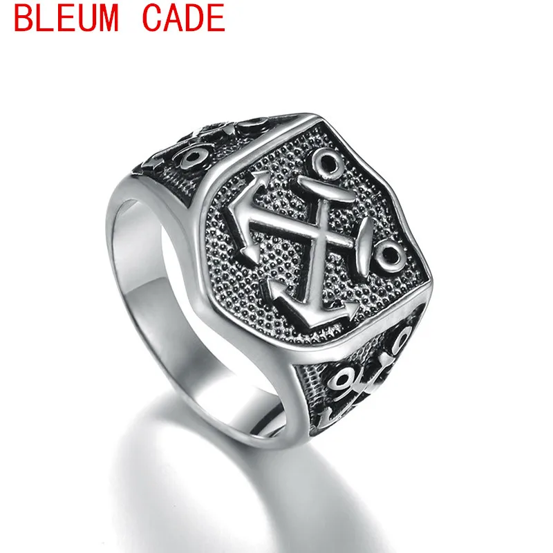 Мужские кольца с якорем в стиле панк моряка|stainless steel ring|black jewelrysteel ring |