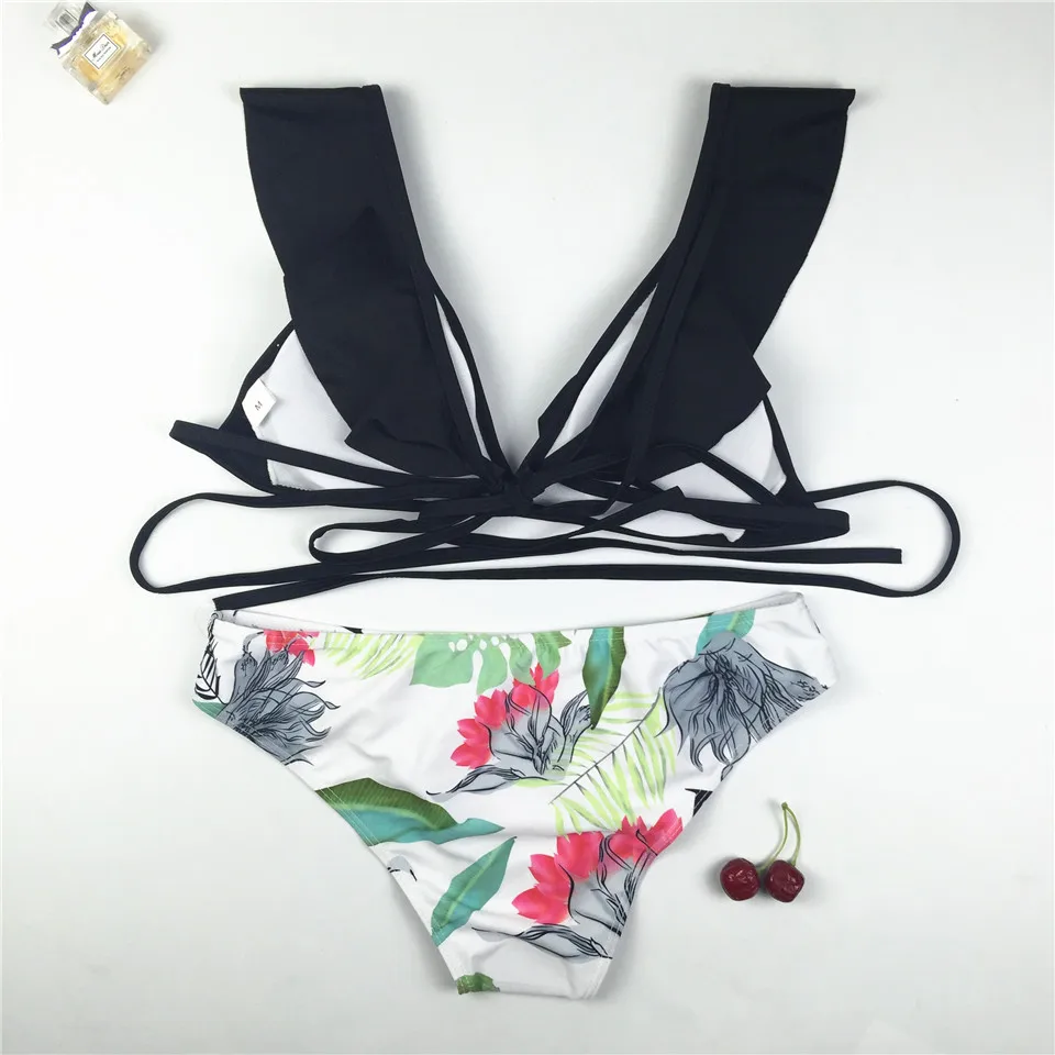 Badpak Крест из двух частей купальник повязку ванный комплект рюшами Купальники для