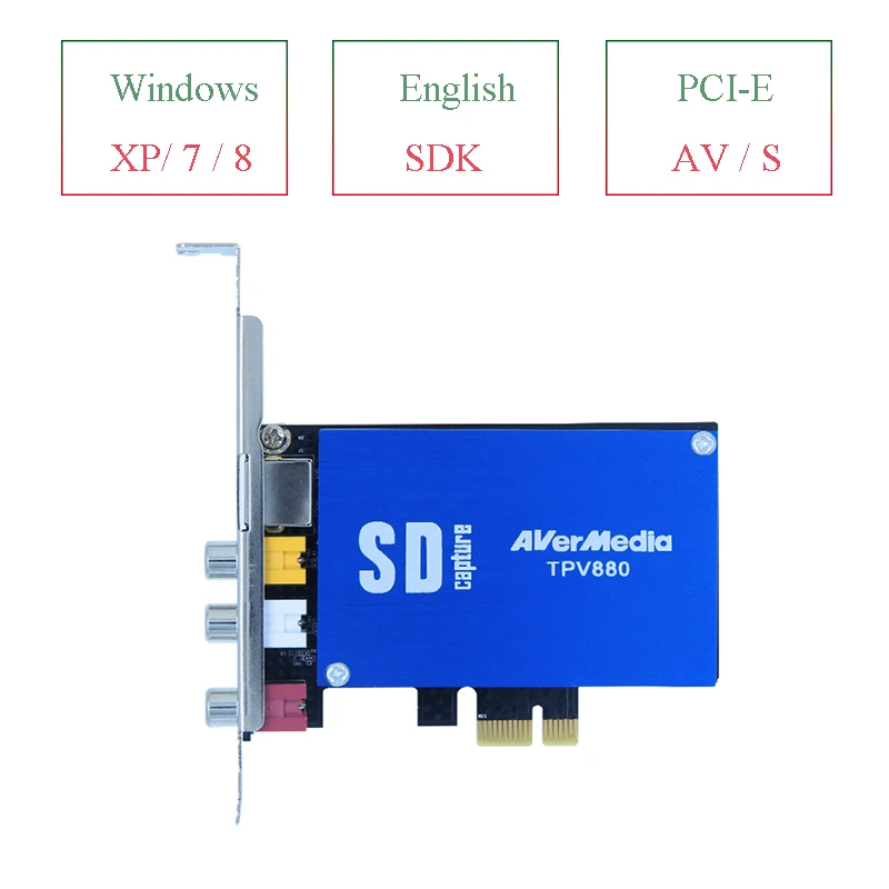 Карта видеозахвата TPV880 с Windows XP 7 8 SDK одноканальная AV/S PCI E DVR карта в реальном
