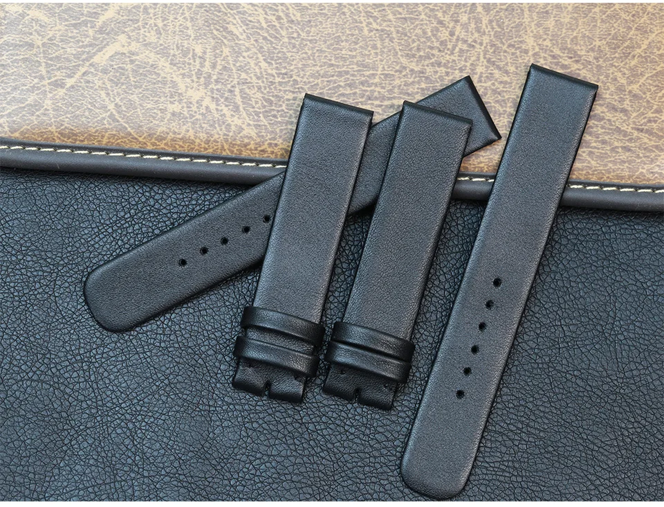 Pesno Genuine Leather Watch Band Black Watch Strap 12 16 18 20 24mm Suitable For Rado Esenza Belt Bracelet for Men and Women