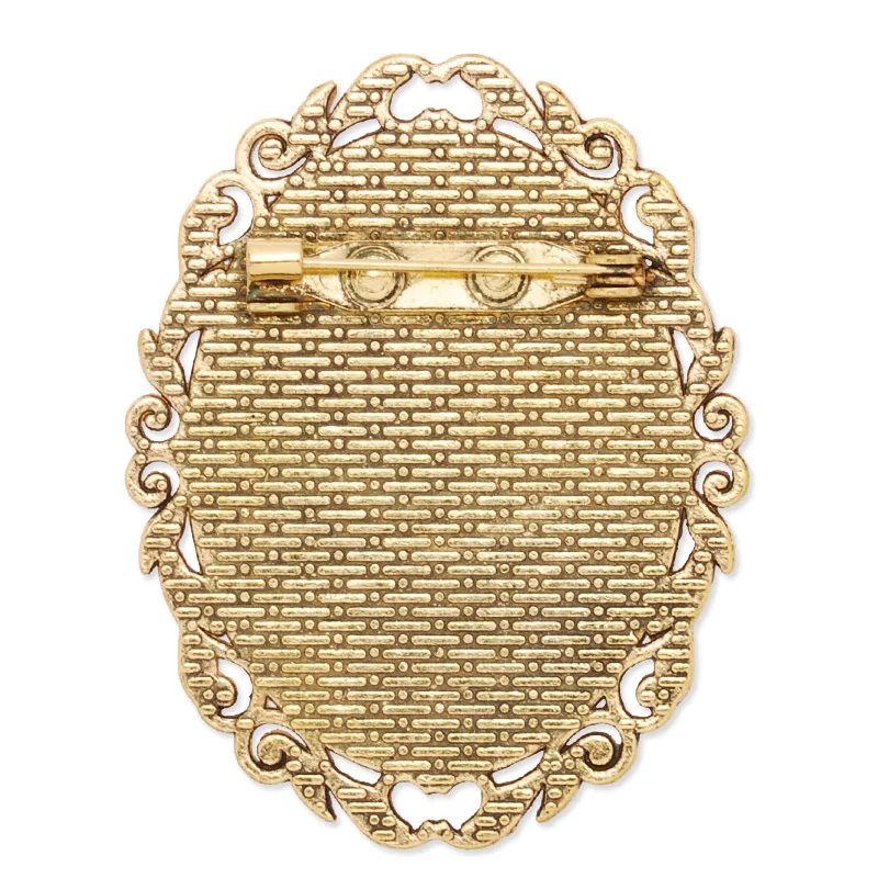 10 шт позолоченная брошь ювелирные изделия без рисунка с внутренней оправой 40*30 мм