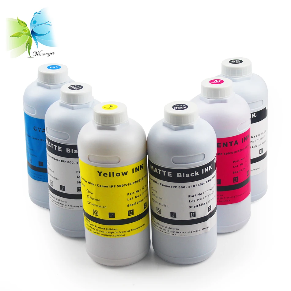 WINNERJET 1000 мл пигментные чернила для Canon PFI102 iPF 500 510 600 605 610 700 710 принтер|ink 1000ml|canon 6pigment