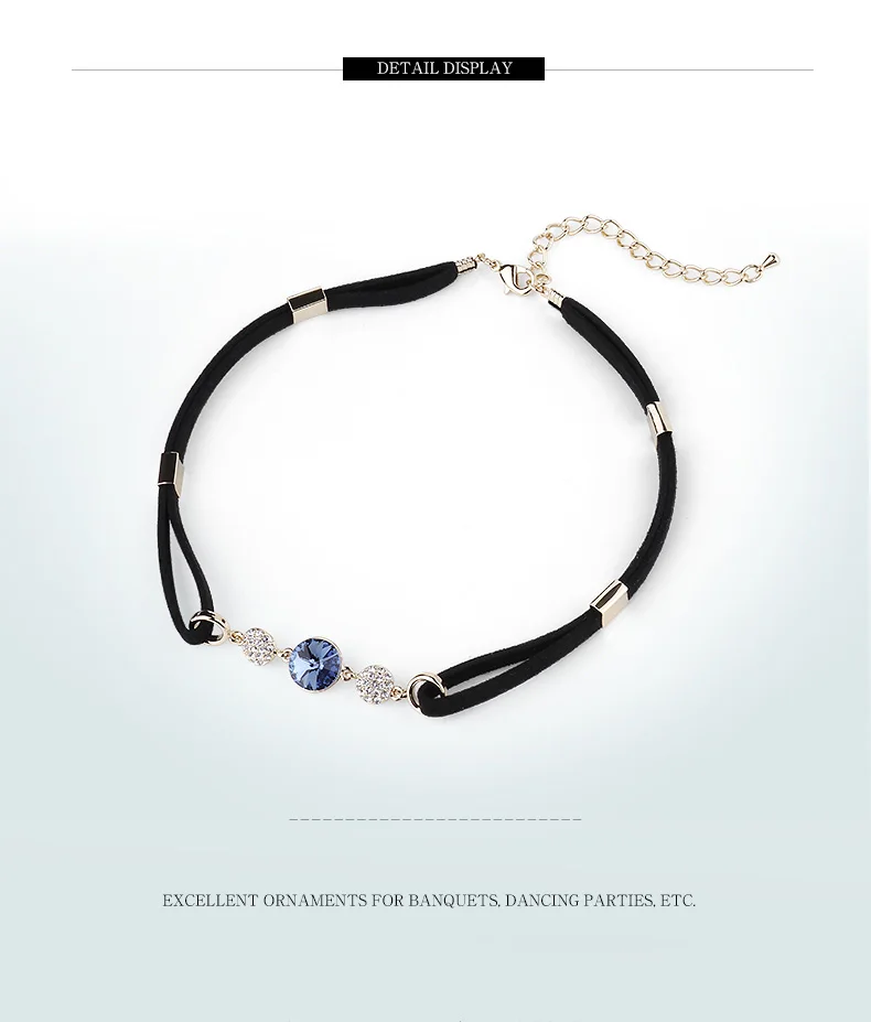 Новое поступление кристалл от Swarovski женское ожерелье Богемия Стиль ключицы колье ожерелье с черной веревочной цепочкой Collare Girl
