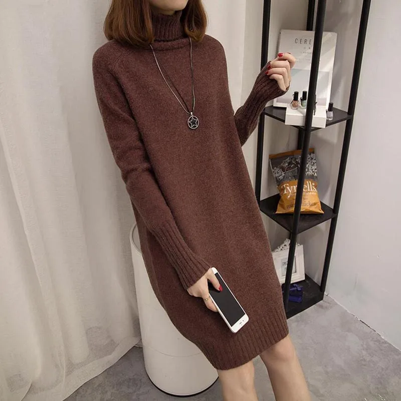 Autumn winter sweater 2018 new high-necked women long section of hedging primer shirt Slim Knitwear Jumper thickening | Женская одежда