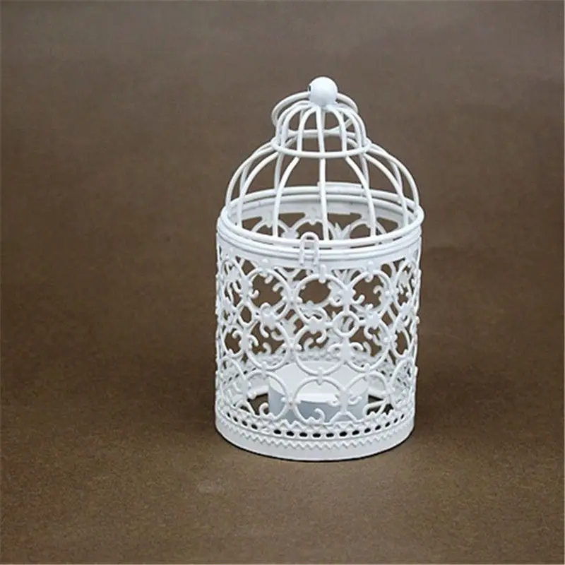 A Красивый 6 Тип Белый цвет металлический полый Подсвечник Подсвечники Tealight подвесной фонарь клетка для птиц - Цвет: A