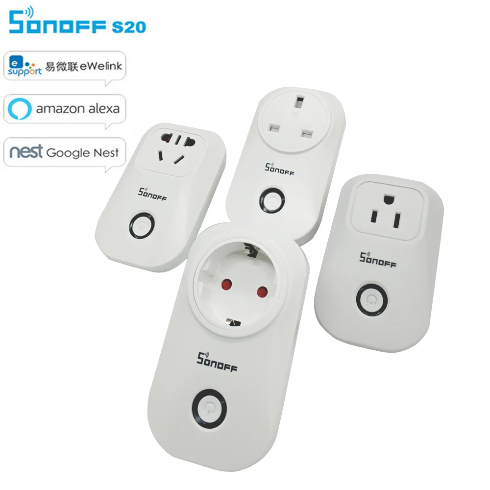 Sonoff S20 адаптер для зарядки умного дома беспроводной умный переключатель wi fi