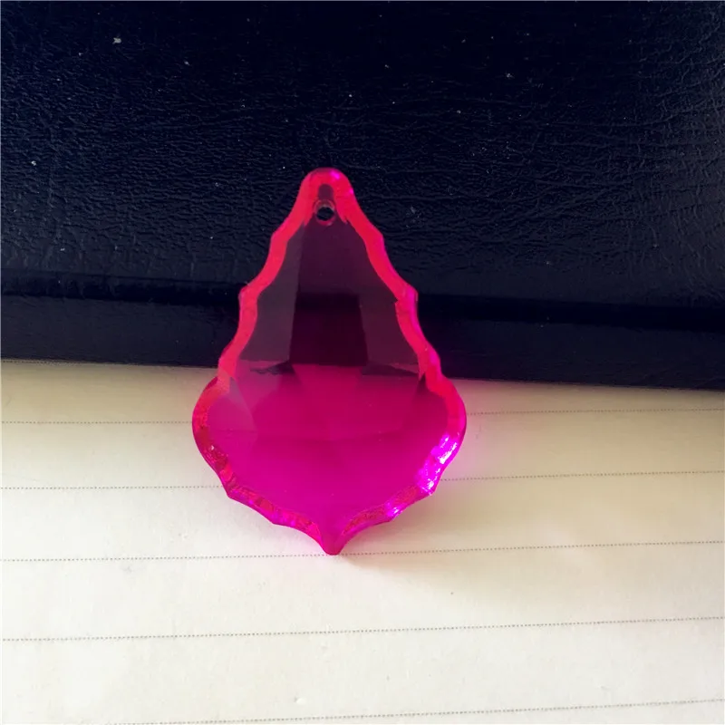 Сверкающие 1 шт одно отверстие фуксия 38 мм хрустальная люстра кленовый лист