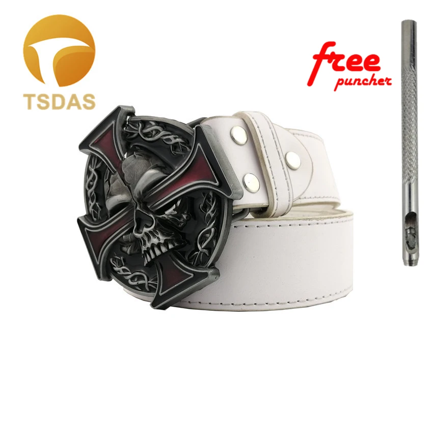 Круглая пряжка для ремня с черепом черным покрытием модные мужские джинсовые