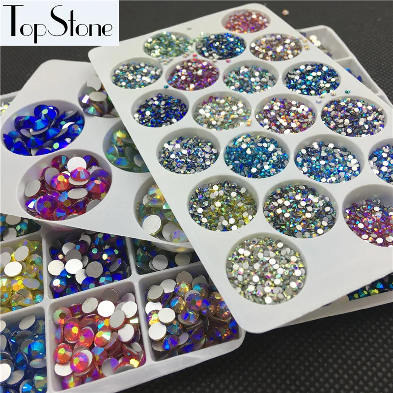 Цветные AB SS3 SS30 стеклянные стразы с плоской задней поверхностью Стразы без