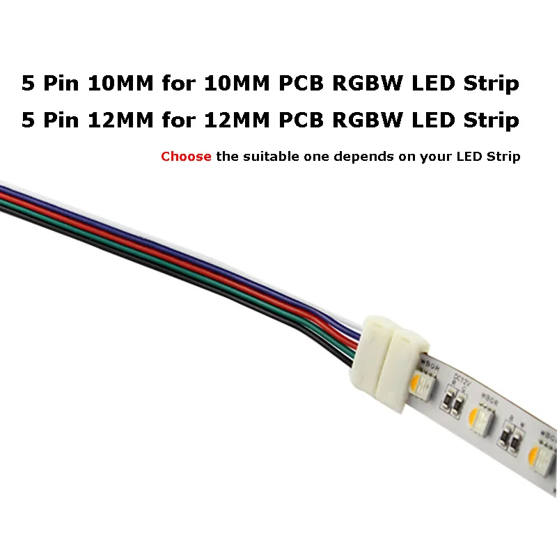 Соединитель светодиодной ленты без пайки RGBW 5 Pin 10 мм 12 быстрая Светодиодная лента