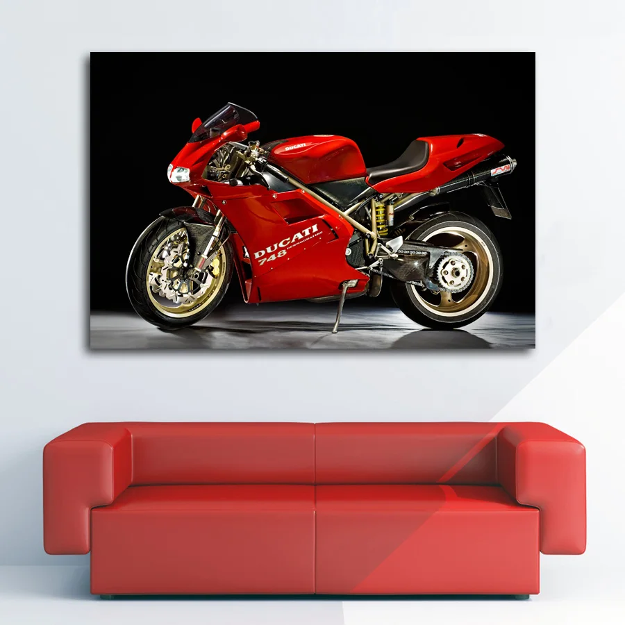 Мотоцикл Ducati 748 постер на стену автомобиля Superbike картина шелковом холсте с
