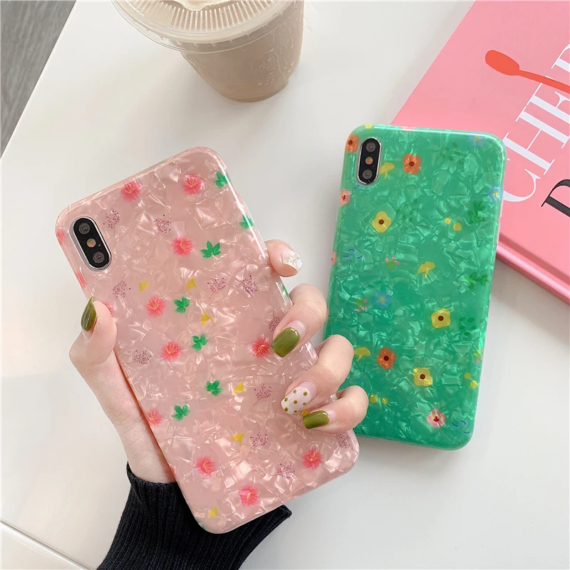 WTSZKL милый чехол для телефона с цветочным узором в виде ракушек iPhone X Xs Max Xr 8 7 6 6s Plus