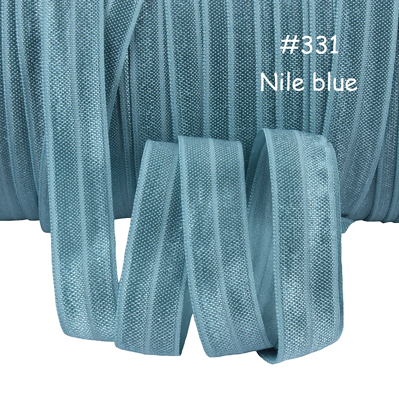 

5/8" 16mm nile blue foe, 50 yards solid color fold over elastic for handmade hair accessories