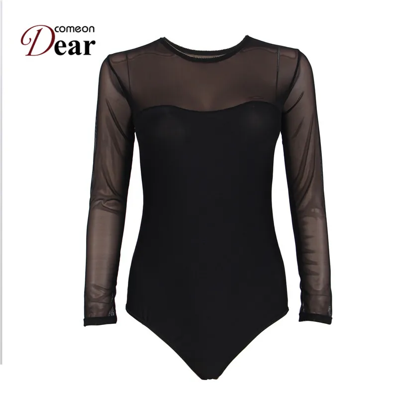 Женский боди Comeondear прозрачный комбинезон большого размера с длинным рукавом RB80373