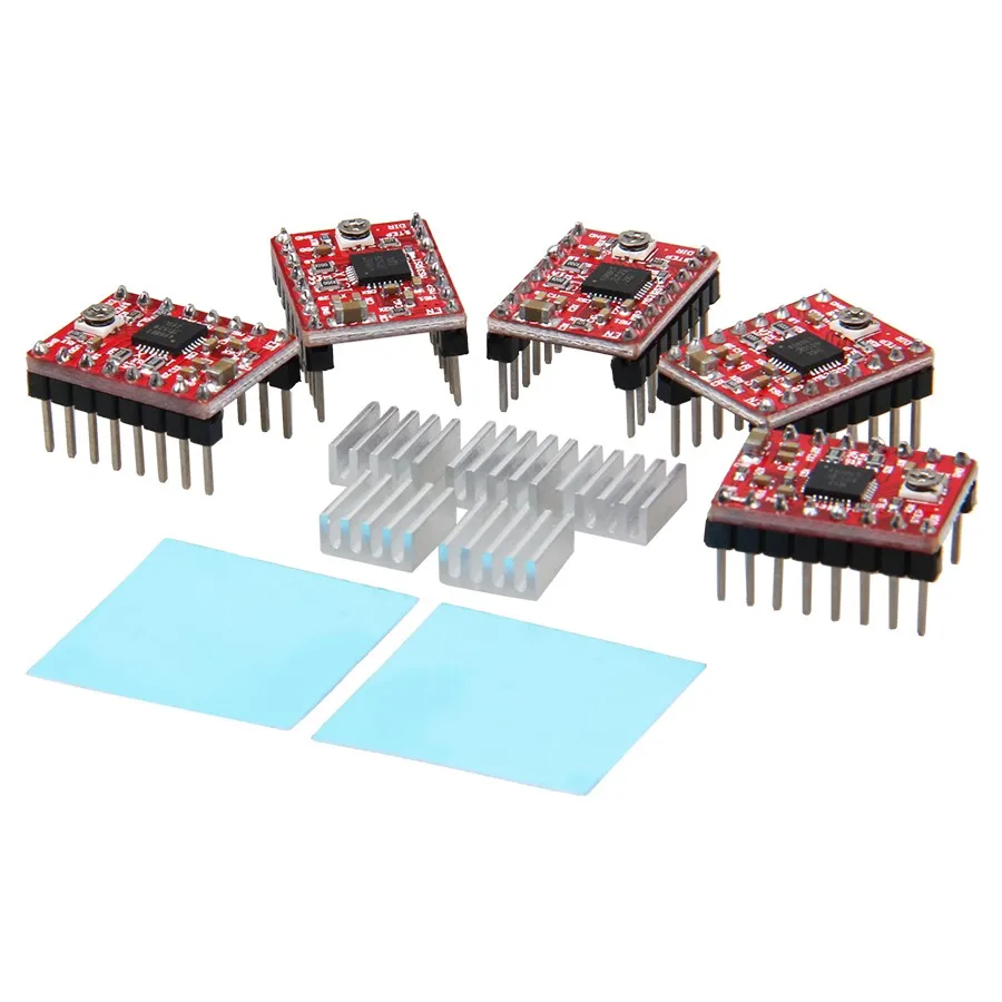 5 шт./лот RepRap Pololu A4988 Шаговые двигатели модуль драйвера с Алюминий радиатора и adhseive