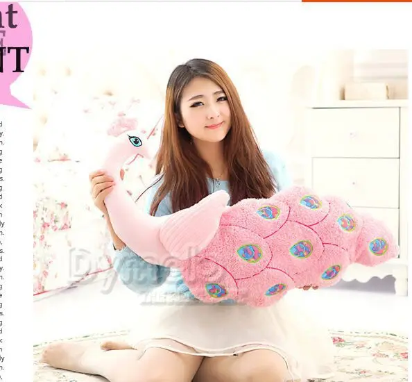 

big new creative pink beautiful peacock toy lovely peacock pillow doll gift about 80cm 0507
