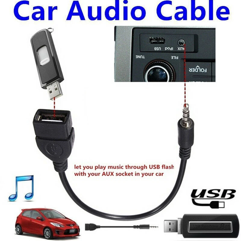 3 5 мм Штекерный AUX аудио разъем USB 2 0 Женский конвертер шнур Автомобильный MP3|Акустическая линия| |