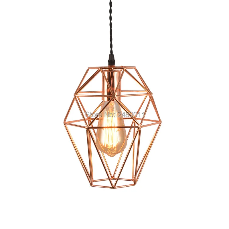 

Modern Pendant Light gold Iron Hanging Cage Vintage Led Lamp Bulb E27 Industrial Loft Retro Dining Room Restaurant Bar Counter