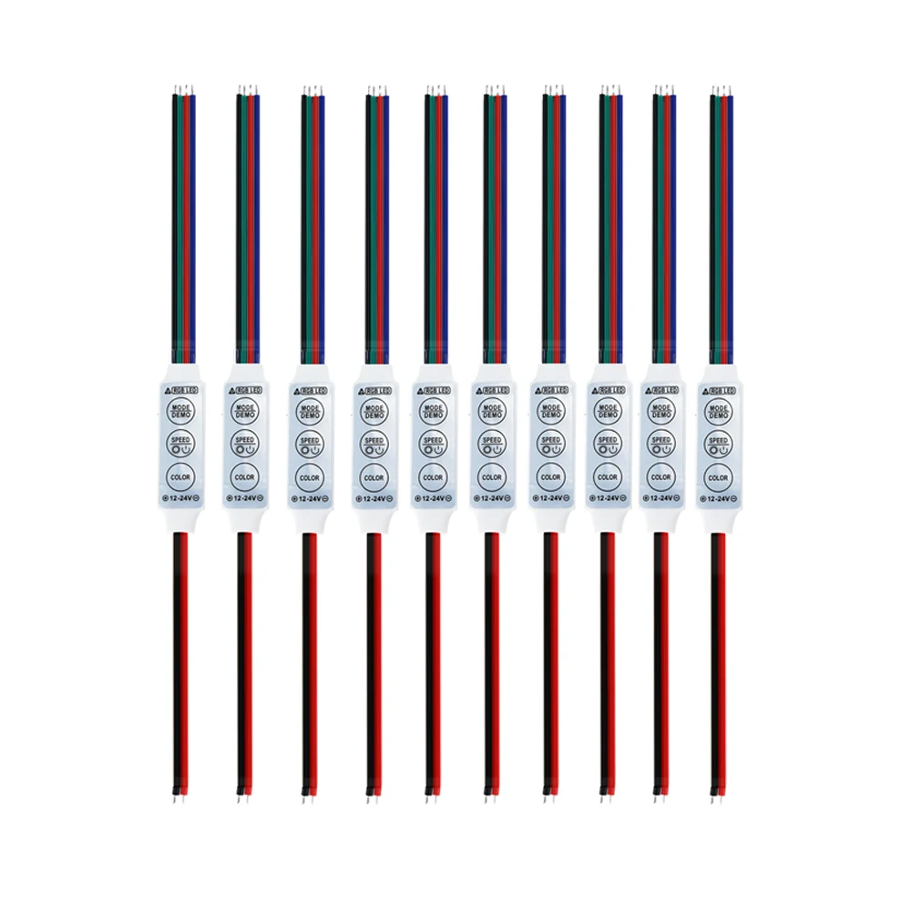10 шт. RGB контроллер DC12V Мини светодиодный полосы Диммер для 5050 3528 светильник