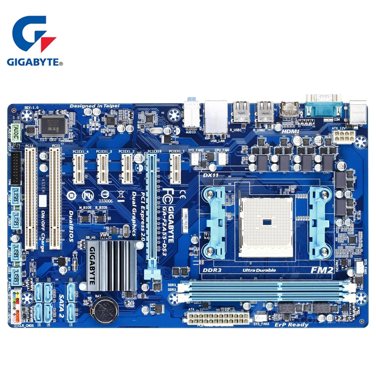 Материнская плата Gigabyte оригинальная материнская для настольных ПК разъем FM2 A55 64