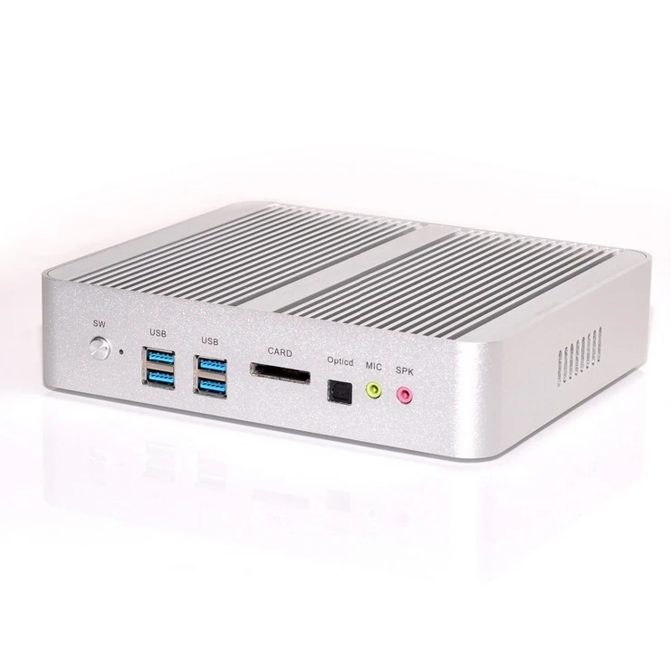 Безвентиляторный мини-ПК Intel компьютер Core i5Broadwell Windows 7/8/10 Barebone неттоп 4K HDMI HTPC Iris 5100