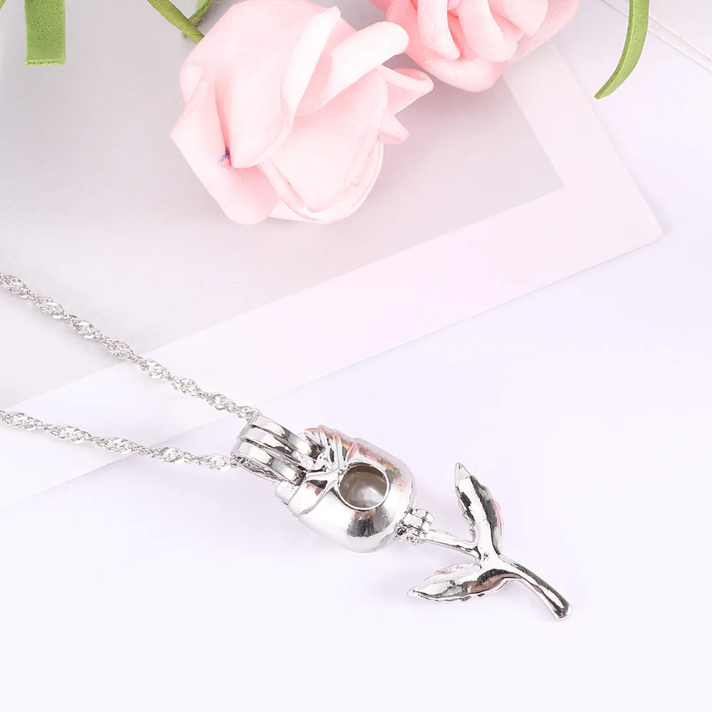Rose Flower Hollow Necklace Mosaic Simulation Pearl Pendant Women Elegant Jewelry Gift collana | Украшения и аксессуары