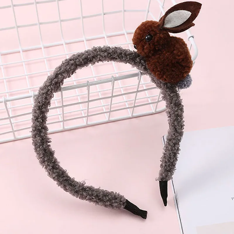 headband gray Новые детские милые кроличьи повязки для волос для маленьких девочек заколки для волос плюшевые кроличьи уши заколки для волос Детская повязка для волос Haarband детские украшения для волос - Цвет: headband gray