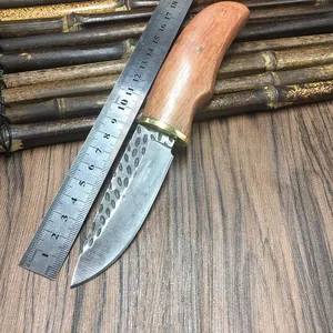 Затачивающий нож из углеродистой стали с фиксированным лезвием ручной работы, кованый охотничий нож для выживания, уличные спасательные ножи