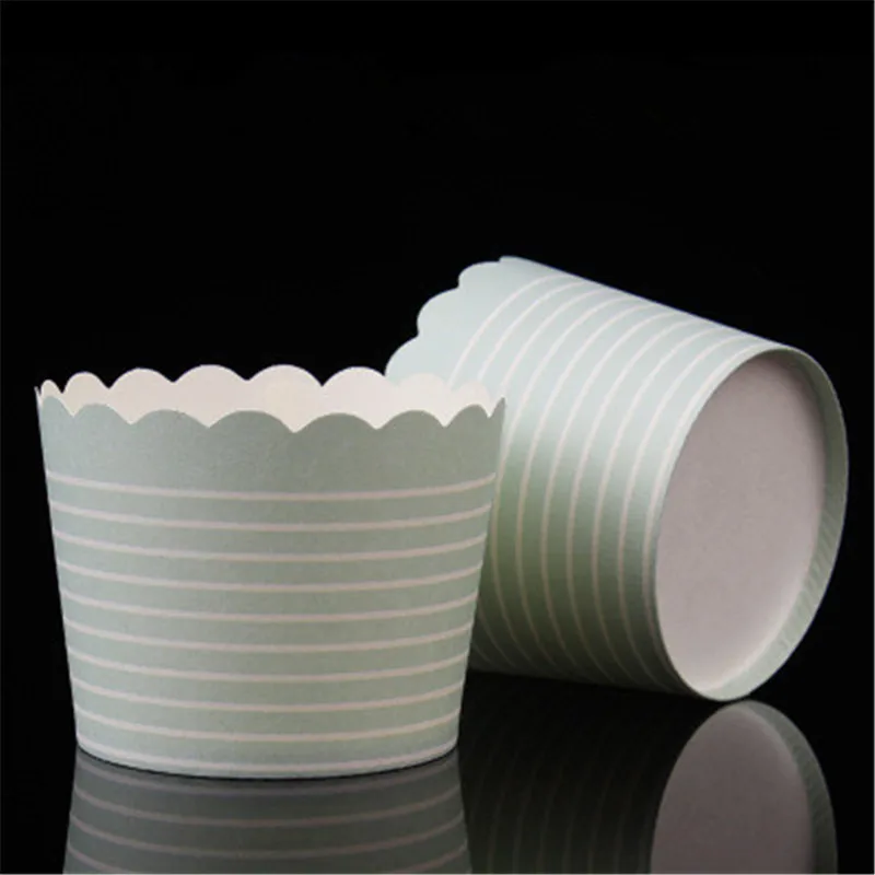 50Pcs Blue Stripes Pattern Cupcake Paper Cups Greaseproof Liner Baking Cup Muffin Dessert Tool | Дом и сад