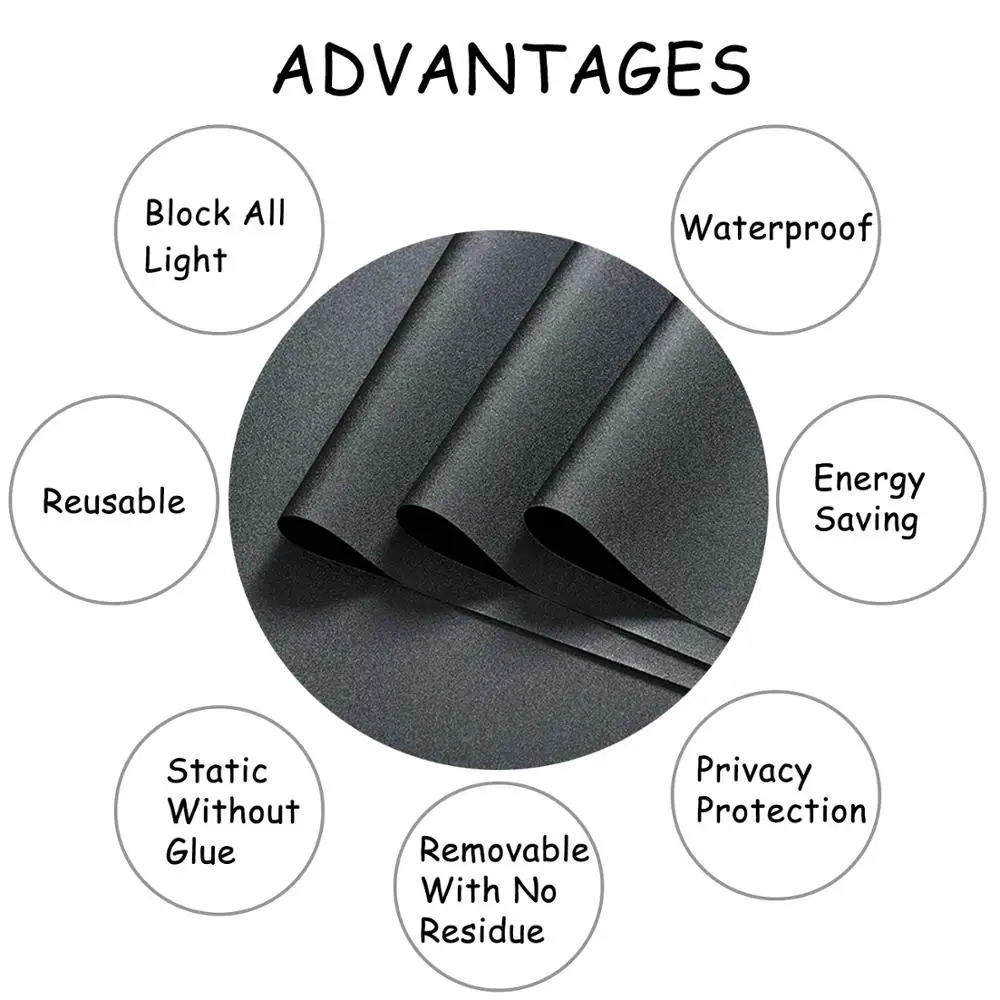 Непрозрачная антиуф статическая цепляющая черная цветная пленка для окна