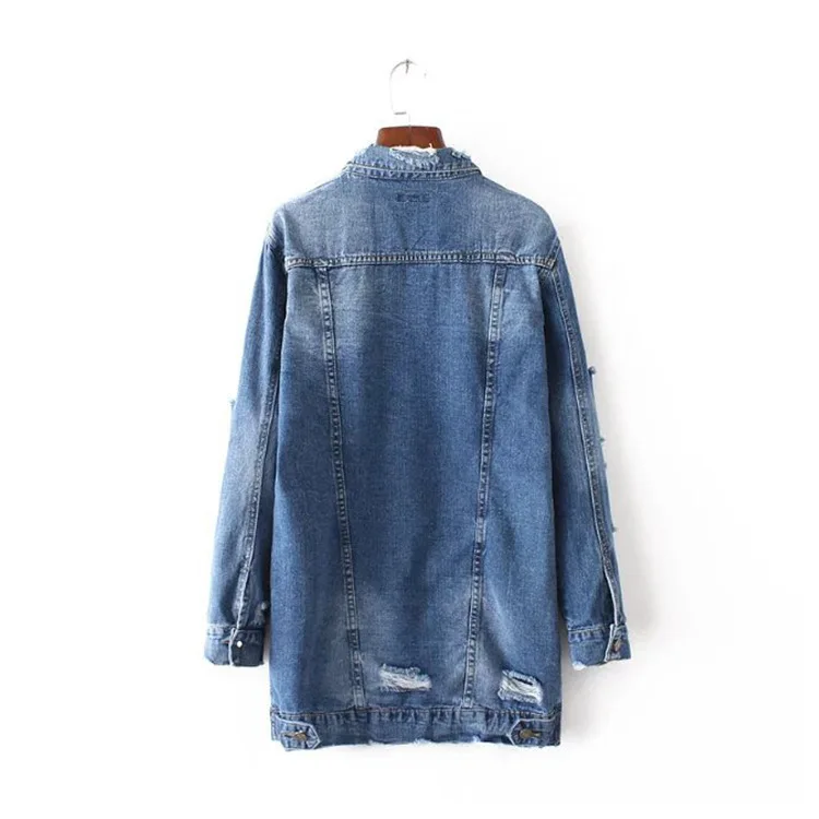 Бесплатная доставка Новинка 2017 года Джинсы для женщин пальто Тренчи рваные