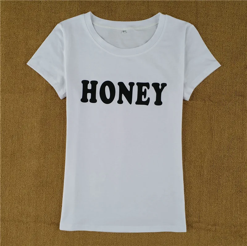 Женская футболка с надписью Honey Red Harajuku хлопковая короткими рукавами и круглым