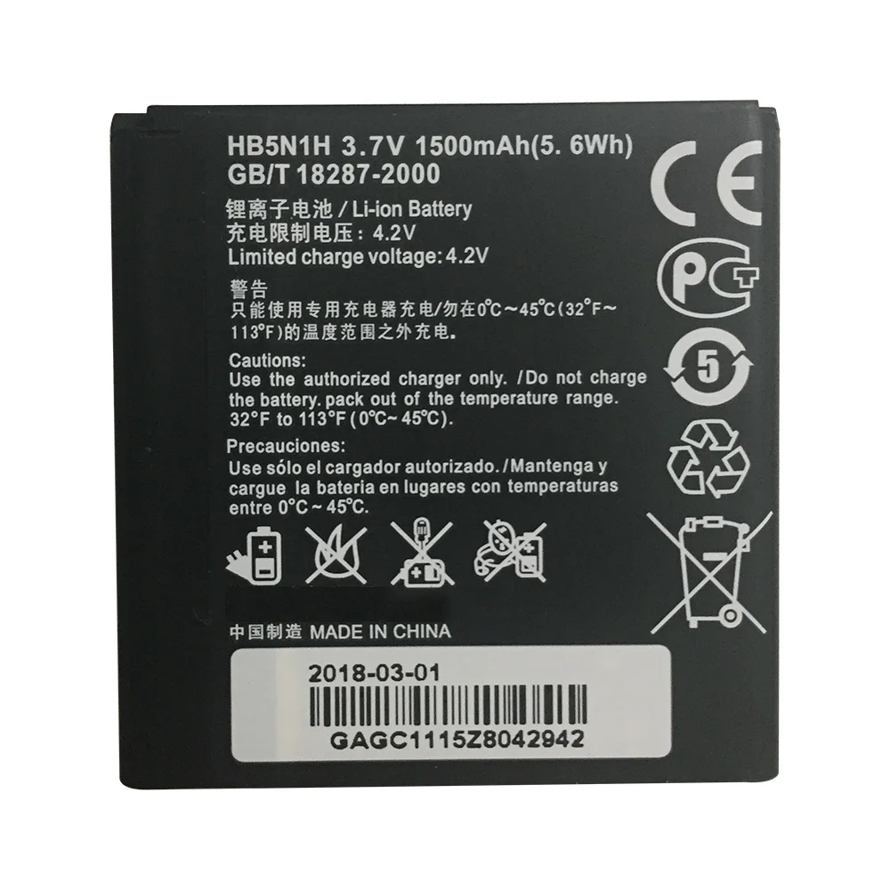 1500 мА/ч HB5N1H Замена Батарея для huawei Ascend G300 G305T C8812 U8815 U8818 T8828 Y220 Y310 U8825 T8830 G309T Y320 Y330 |