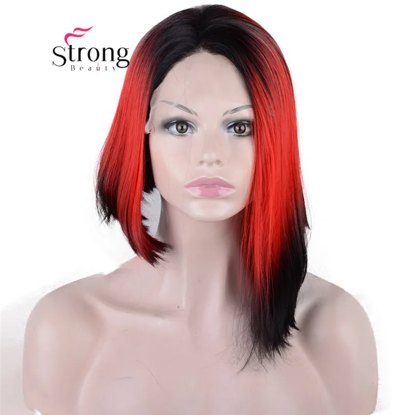 StrongBeauty синтетический парик на кружеве назад к зеленым бирюзовым бесклеевым Омбре Тон Цвет короткий боб волосы парики термостойкие