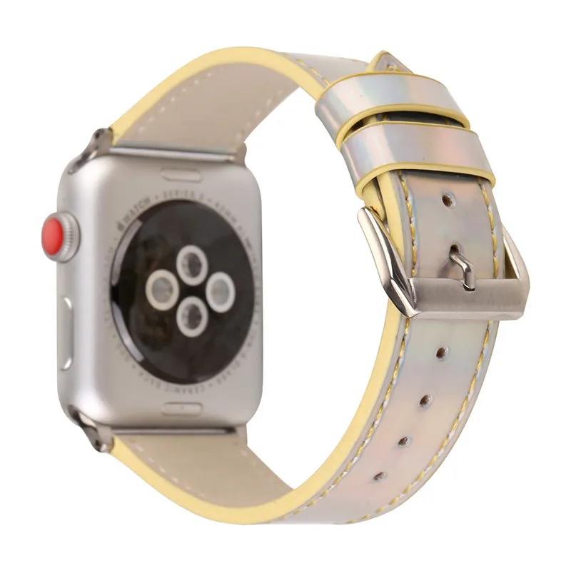 3D Браслет для Apple Watch Band 44 мм 40 мм ремешок для Apple Watch Band 38 мм 42 мм ремень из коровьей кожи серии 4 3 2 1 полосы - Цвет ремешка: yellow